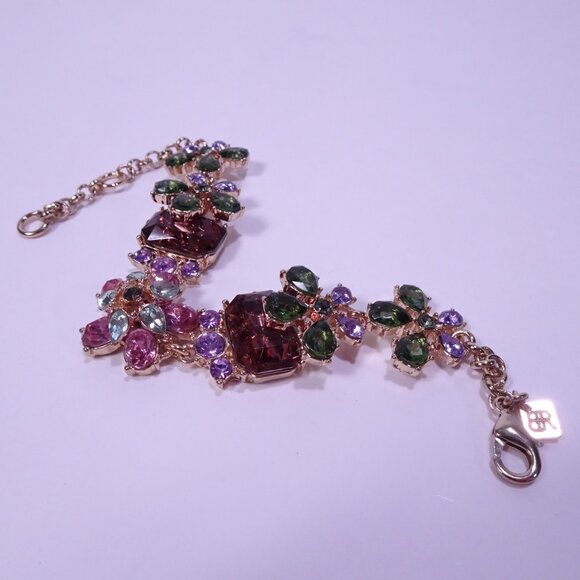 Banana Republic Crystal Gemstone 3 D layer Garland Link Bracelet NWT 89 Pink - Picture 4 of 9